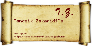 Tancsik Zakariás névjegykártya